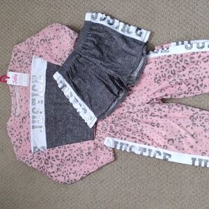 Justice 3 pc Fleece Shorts and Pants Pajama Set S (7-8).